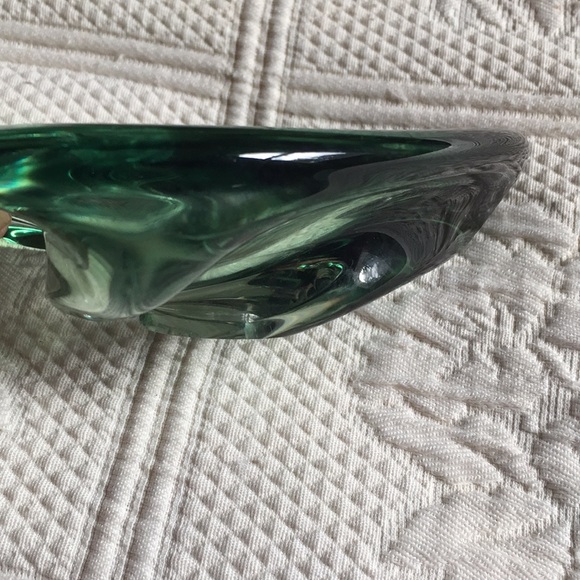 Val St Lambert green swirl ashtray 1960’s - Picture 4 of 8